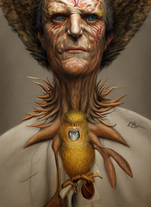 Hombre pájaro, generado con IA