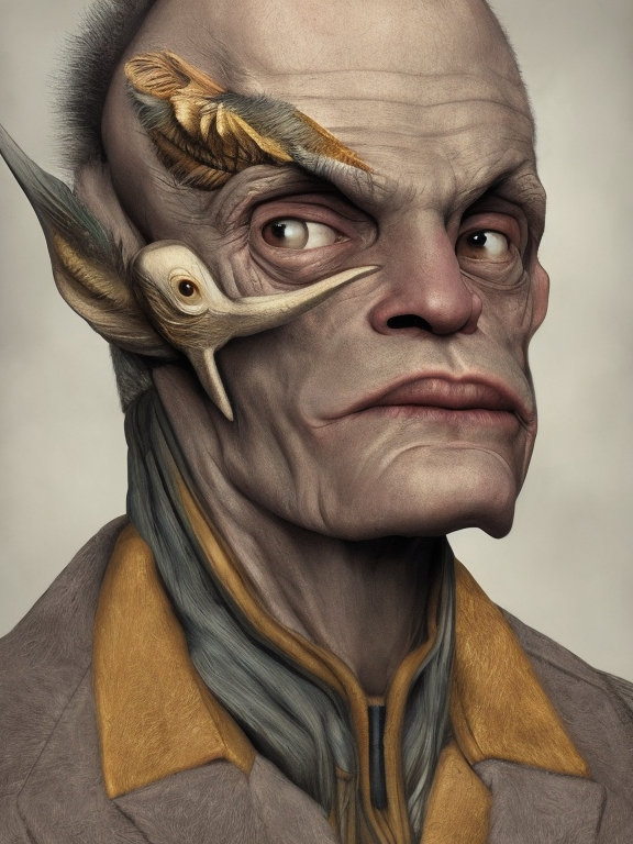 Hombre pájaro, generado con IA