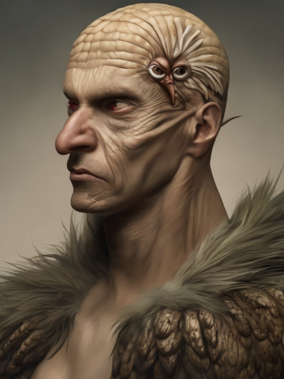 Hombre pájaro, generado con IA