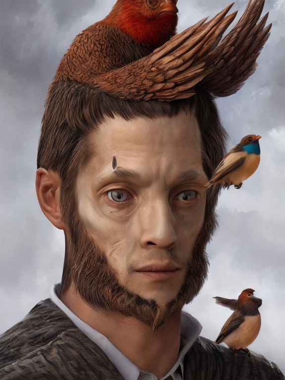 Hombre pájaro, generado con IA