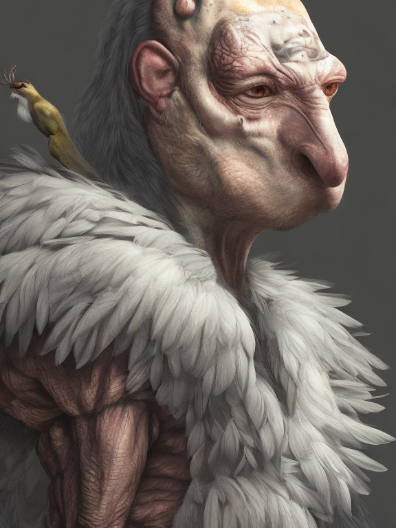 Hombre pájaro, generado con IA