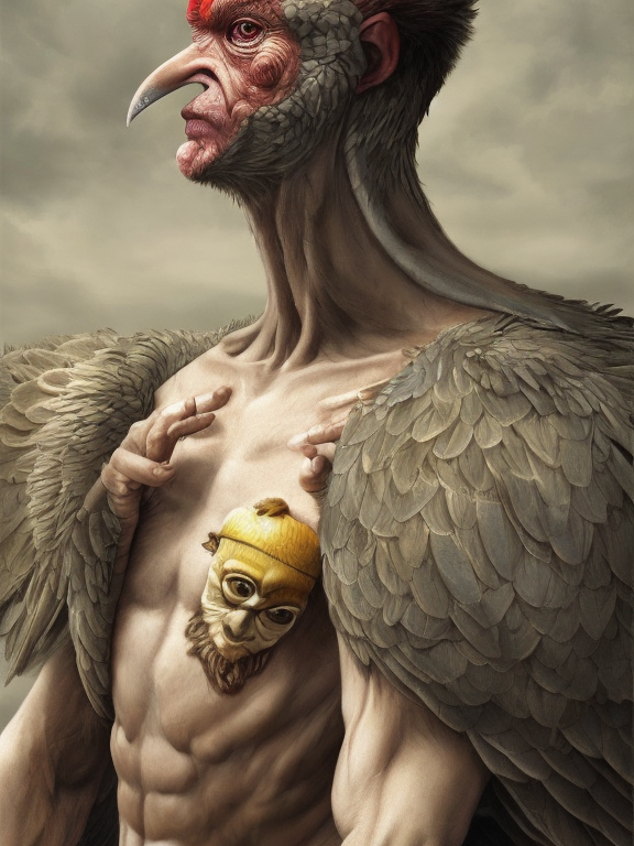 Hombre pájaro, generado con IA