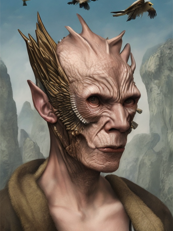 Hombre pájaro, generado con IA